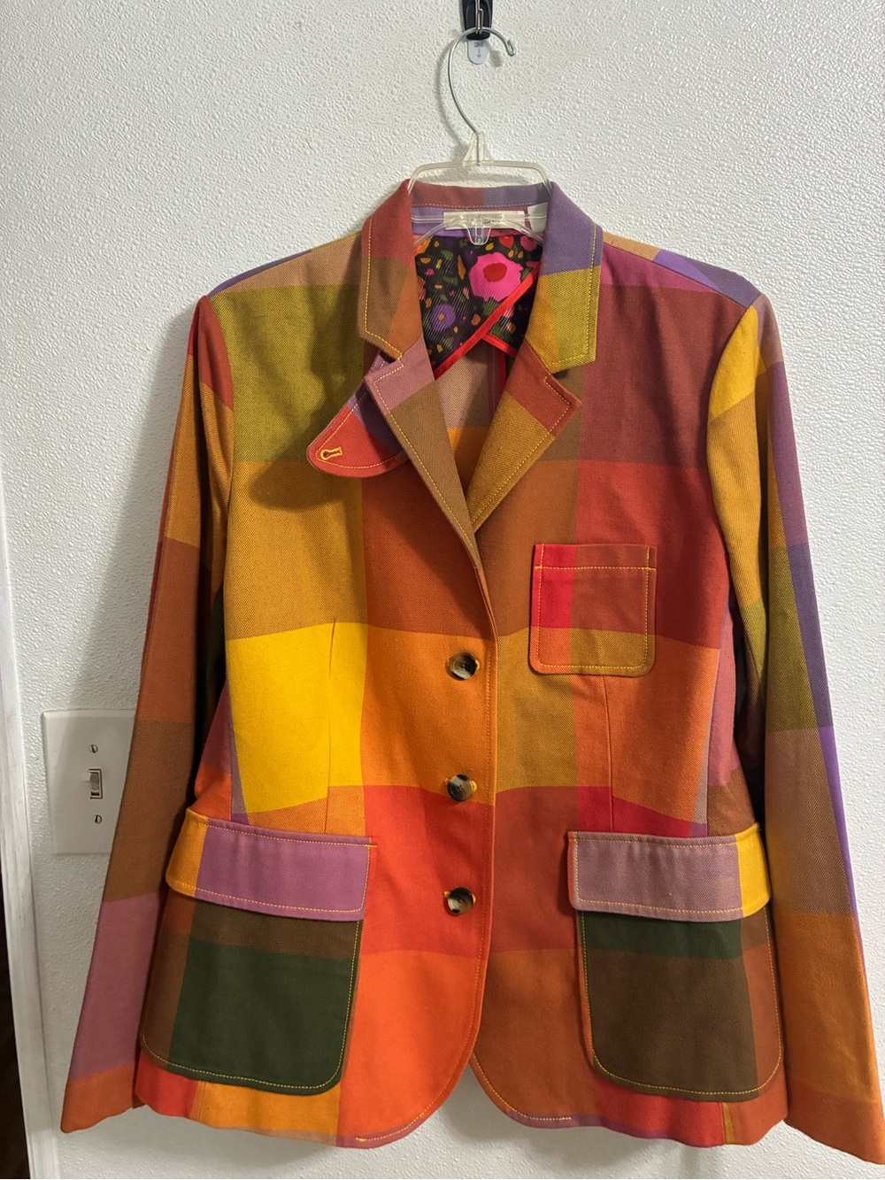 Vintage Liz Claiborne Multicolor Patchwork Women's Blazer Jacket 14